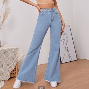 Shein High Waisted Raw ahem Flare Leg Jeans